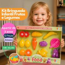 Kit Brinquedo Educativo Infantil Frutas Legumes De Cortar Cozinha Com tiras autocolantes Talheres Colorido 3 Ano Kit Brinquedo Educativo Infantil Frutas Legumes De Cortar Cozinha Com tiras autocolantes Talheres Colorido 3 Ano