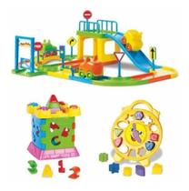 Kit brinquedo educativo infantil relógio, castelo e pista - Divplast