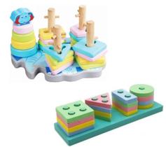 Kit Brinquedo Educativo Montar E Empilhar Peças Crianças De 2 anos 3 Anos 4 Anos 5 Anos