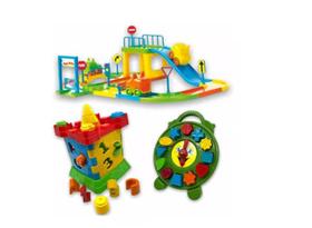 Kit Brinquedo Educativo Relógio Castelo Pista Carro Infantil
