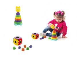 Kit Brinquedo Educativo Urso E Cubo Colorido Divertido Forma