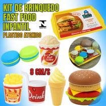 Kit Brinquedo Fast Food Infantil Hambúrguer Batata Pipoca Sorvete Copo Macaron