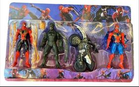 Kit Brinquedo Homem Aranha Moto Com Mão De Martelo Venom E Lagarto Verde