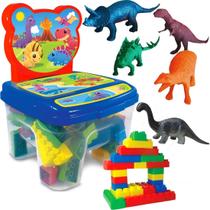 Kit Brinquedo Infantil Cadeira 24 Blocos de Montar 8 Dinos Kit Brinquedo Infantil Cadeira 24 Blocos de Montar 8 Dinos