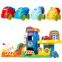 Kit Brinquedo Infantil Carrinhos e Baby Posto Combustivel