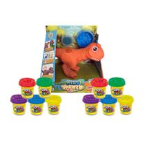Kit Brinquedo Infantil Dino World Babys Carnotauro Massinha de Modelar 10 Coti Massa Cotiplas