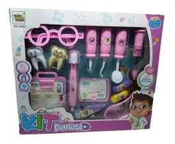 Kit Brinquedo Infantil Doctor Dentista Completo Com 14 Peças!!(Rosa)