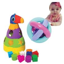 Kit Brinquedo Infantil Educativo Didático Encaixar Empilhar Bebê Criança Menino Menina 1 Ano - MERCO TOYS