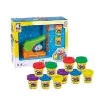 Kit Brinquedo Infantil Extrusora Massinha de Modelar Acessórios 10 Potes Coti Massa Cotiplás