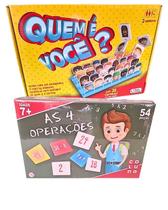 Kit Brinquedo Infantil Interativo Quem É Você Raciocinio Logico E Jogo Pedagogico As 4 Operações Matematica