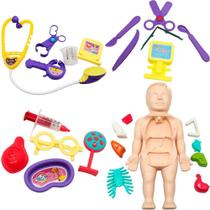 Kit Brinquedo Infantil Médico Anatomia Do Corpo Boneco 25 Peças