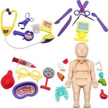 Kit Brinquedo Infantil Médico Anatomia Do Corpo Boneco 25pçs