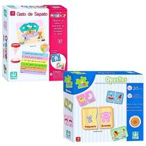 Kit Brinquedo Infantil Raciocinio Logico Gato De Sapato E Jogo Dos Opostos Madeira