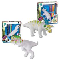Kit Brinquedo Jurassic Color TRex Triceratops para Pintar com 12 Canetinhas Super Toys