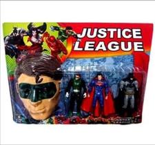 Kit Brinquedo liga da justiça 3 Bonecos + 1 Máscara