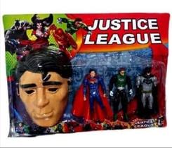 Kit Brinquedo liga da justiça 3 Bonecos + 1 Máscara