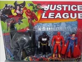 Kit Brinquedo liga da justiça 3 Bonecos 15 cm + 1 Máscara