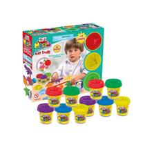 Kit Brinquedo Massinha de Modelar Animais Parque Dinossauros 10 Potes Coti Massa Cotiplas