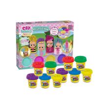 Kit Brinquedo Massinha de Modelar My Little Hair Cry Babies 10 Potes Coti Massa Cotiplás