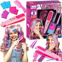 Kit brinquedo mechas coloridas pinte o cabelo chapinha beleza camarim infantil faz de conta presente menina criança Kit brinquedo mechas coloridas pinte o cabelo chapinha beleza camarim infantil faz de conta presente menina criança