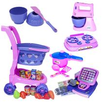 Kit Brinquedo Menina Mercado Batedeira Fogão Panela 34pç