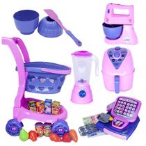 Kit Brinquedo Menina Super Mercado Batedeira Air Fryer 31pç Kit Brinquedo Menina Super Mercado Batedeira Air Fryer 31pç