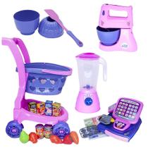 Kit Brinquedo Menina Super Mercado Batedeira Forma 31pç Kit Brinquedo Menina Super Mercado Batedeira Forma 31pç