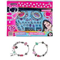 Kit Brinquedo Meninas Pulseira MakeBrinq Berloques e Colar