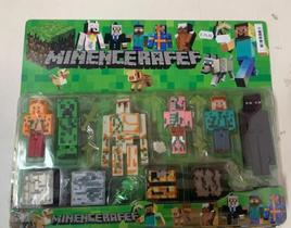 kit Brinquedo Minecraft com 6 Personagens e 4 Blocos