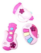 Kit Brinquedo Mini Bandinha Guitarra Piano Megafone Som Luz Kit Brinquedo Mini Bandinha Guitarra Piano Megafone Som Luz