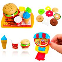 Kit Brinquedo Mini Chef Lanchonete Hambúrguer Caixa E Dinheiro