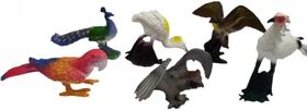 Kit Brinquedo Pássaros Animais da Floresta de Borracha 6 Peças