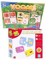 Kit Brinquedo Pedagogico 3 Anos O Que Eu Como Infantil E Jogo Das Vogais Interativo Raciocinio Logico