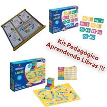 Kit Brinquedo Pedagógico Educativo Madeira Aprendendo Libras