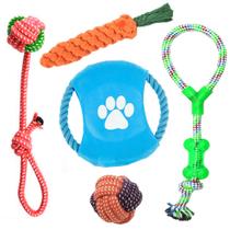 Kit Brinquedo Pet 5Pcs Cães Porte Peq Médio Grande mordedor puxador corda resistente bola
