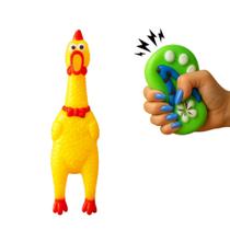 Kit Brinquedo Pet Chinelo Mini Galinha Barulho Brinquedo Cachorro