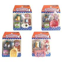 Kit brinquedo pet gatinho com conjunto de mobília miniatura