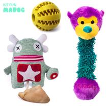 Kit Brinquedo Pet MADOG Fun 1 Bolinha e 2 Pelúcias (sortido)