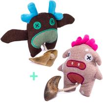 Kit Brinquedo Pet MADOG TITAN: 2 pelúcias com casco bovino