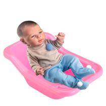 Kit Brinquedo Realista Boneco Pode Dar Banho + Banheira Rosa
