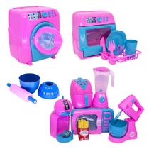 Kit Brinquedo Rosa Cozinha Forminha Air Fryer Batedeira 17pç