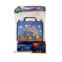 Kit Brinquedo Super Mario 1 Maletinha + 1 Copo + 1 Toalha