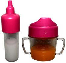 Kit Brinquedos Acessórios Para Boneca Menina Rosa - Presley: Mamadeira Mágica + Copo De Suco Mágico