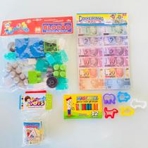 Kit Brinquedos: Blocão, Dinheirinho, Baralho + Massinha - mini toys
