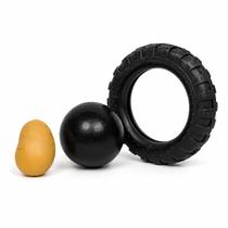 Kit Brinquedos Bola Hard + Batata G + Pneu Gg Para Cães Preto E Amarelo