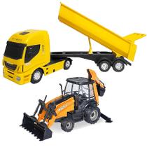 Kit Brinquedos Caminhão de Terra Levanta Caçamba e Trator Escavadeira Usual