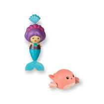 Kit brinquedos de banho infantil bebe nada ao dar corda buba sereia treme-treme e bichinho aquático
