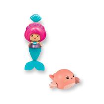 Kit brinquedos de banho infantil bebe nada ao dar corda buba sereia treme-treme e bichinho aquático