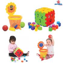 Kit Brinquedos Educativo para Bebe Basketball Baby e Cubo Didatico da MercoToys