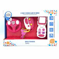 Kit Brinquedos Eletrônicos - 3 em 1 com Luz e Som - Rosa - Multikids Baby